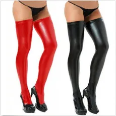 Ladies New Durable Stockings Spandex Thigh High Latex Socks Glam Rock Wet Look