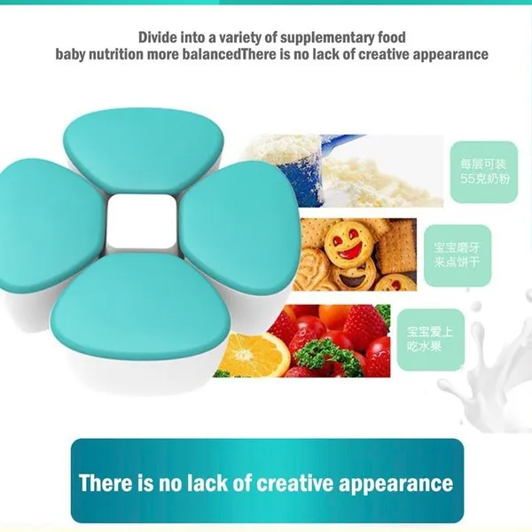 1Pc Baby Milk Powder Formula Dispenser Container Children Portable PP Case for Four-Trellis Storage Flower Shaped Sealed Feed Box