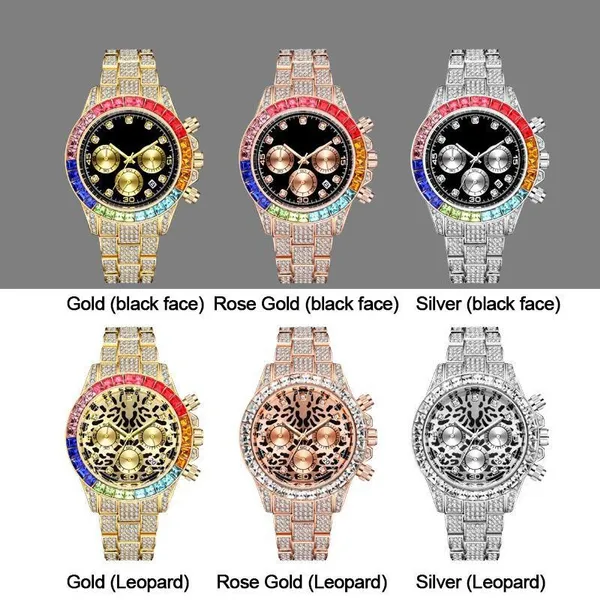 Fashion Iced Out Watch Men Chronograph Sport Diamond Watches Luxury Steel Gold Mens Wristwatch Relogio Masculino