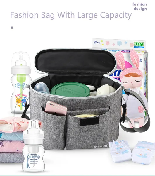 INSULAR Baby Stroller Bag Organizer Bottle Cup Holder Diaper Bags Maternity Nappy Bag Accessories for Portable Baby Carriage