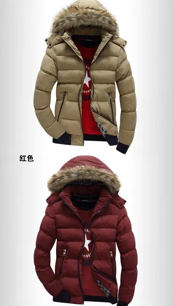 New Fashion men Premium Casual Cotton Warm Hooded Coat Contrast Color Men Winter Jacket Veste Manteau Homme