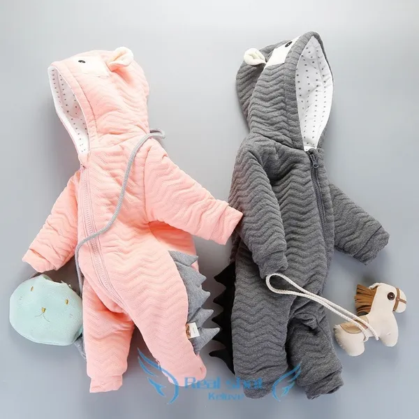 Baby Autumn and Winter Thickening Clothing Baby To Climb Clothing 0-18 Months of Newborn Clothes（Gray； Pink）