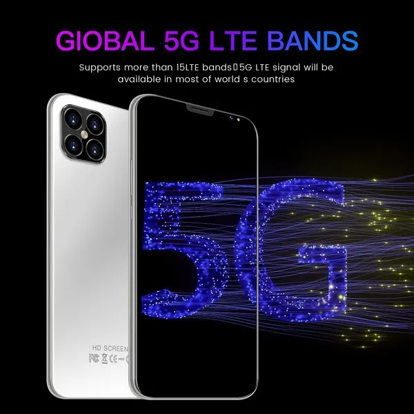 2021 Hot Sale Phone I12 Pro max Smartphone 6.1 inches Large Memory Android 10.0 12GB+512GB Ultra-thin Face Unlock Dual Card Phone Supports T-card Smartphone