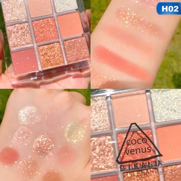 9 Colors Glitter Sequined Eyeshadow Palette Diamond Matte Eye Shadow Long-Lasting Shimmer Makeup Eyeshadow Palette