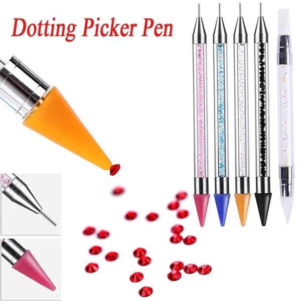 Dual-ended DIY Diamond Painting Point Drill Pen Dotting Pen Rhinestone Studs Picker Wax Pencil Manicure Nail Art Tool
