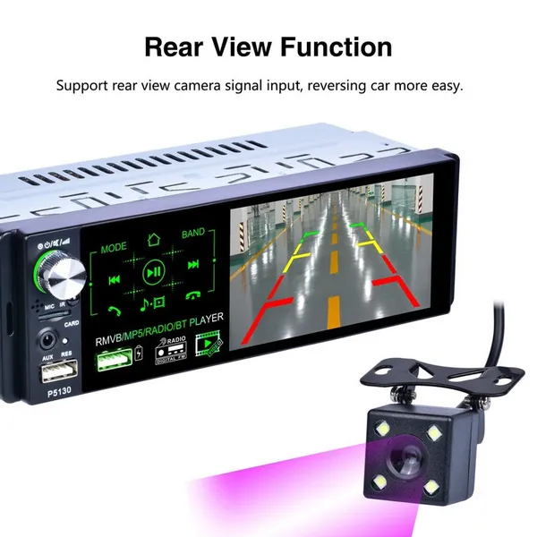 New Pro 4.1inch 1 Din Car MP5 Player HD Capacitive Touch Screen Car Radio Stereo with Bluetooth FM AM RDS Support Rear View Function P5130