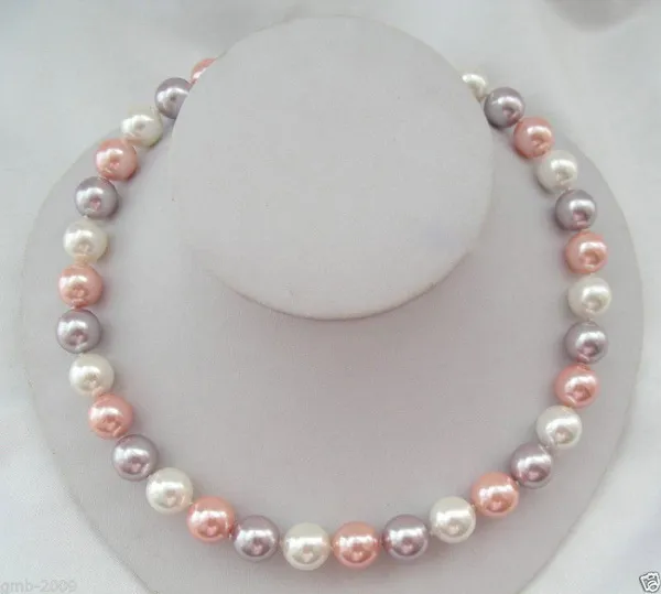 Genuine AAA 10mm Multicolor South Sea Akoya Shell Pearl Necklace 18"