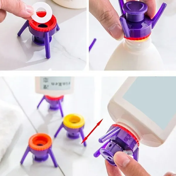 Caps for Bottles To Turn Upside Down, Flip It Cap , Ketchup Bottle Dispenser Pump, Shampoo & Lotion Shower Squeeze Empty Drop Stand, Waste Beauty Holder System Lid , , Mustard, Liquid Condiment Small 