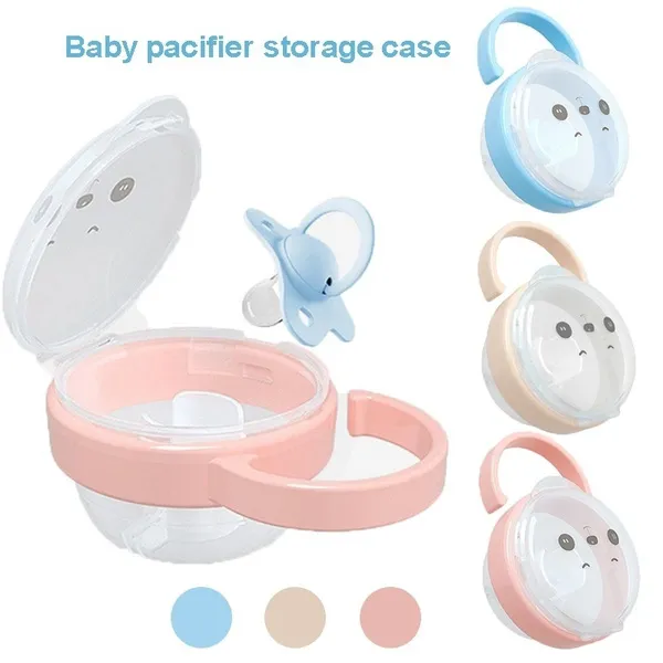 Baby Pacifier Storage Box Cartoon Panda Pattern Pacifiers Nipple Transparent Dust Boxes Portable BUT
