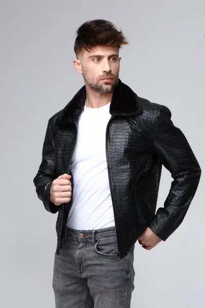 Men's Style Genuine Leather Jacket First Class Real Leather Coat For Handsome Guys