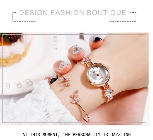 Temperament with raised dial Star quartz watch luxury woman 2019 women famous brand steel watch bracelet female watch