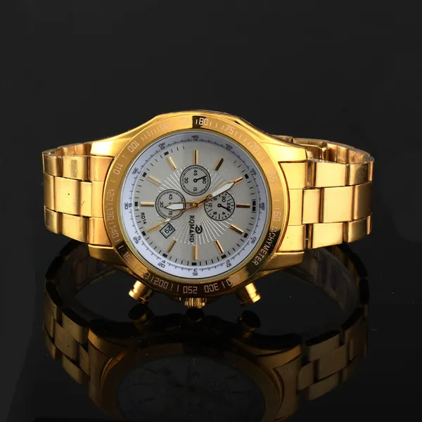 Foreign trade explosion models stainless steel three times with calendar watch business casual men watch quartz watch men