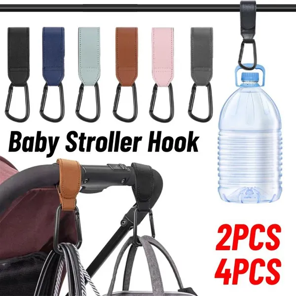 2PCS/4PCS PU Leather Baby Bag Stroller Hook Pram Rotate 360 Degree Rotatable Cart Organizer Pram Hook Stroller Accessories