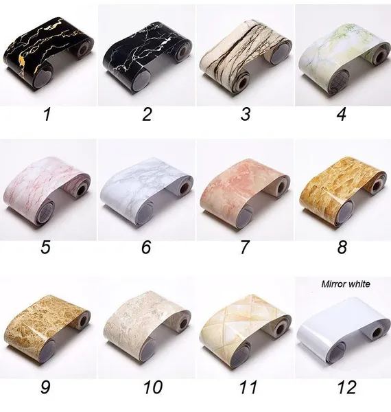 5M Home Furnishing Decoration Self-adhesive Baseboard Wall Stickers Solid Color Corner Pvc Waterproof Windowsill Waist Line Tile Transmission Line