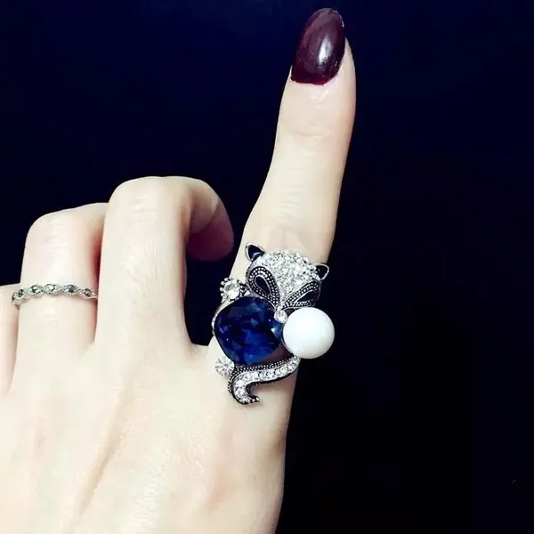 2 PCS/ SET Vintage Animal Rings Set for Women Butterfly Rings Set Adjustable Ring Stackable Ring Crystal Ring