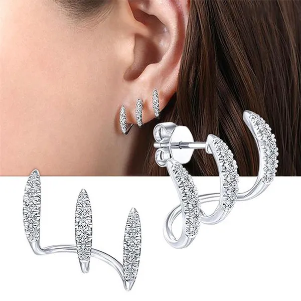 New Claws Stud Earrings with Crystal Stone Modern Design Fashion Versatile Accessories Women Jewelry 1Pair
