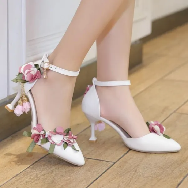 Spring and summer shoe women fairy shoes flowers pearl sweet princess high heel shoes Lolita shoes flower wedding shoes