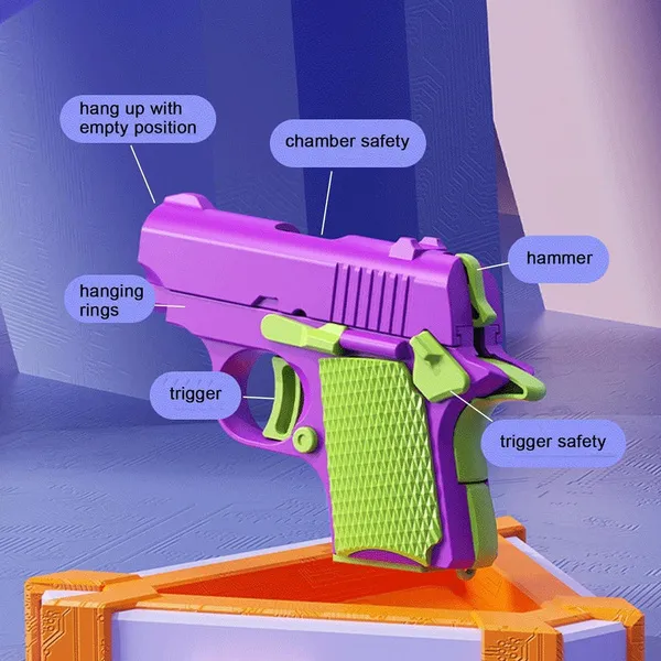 2 Pcs Gun Toys, Sensory Toys Carrot Knife & Pistol Shaped Fidget Slider, Stress Anxiety Pressure Relief Toy, Perfect Halloween Christmas Birthday Gifts for Autism and ADD Adults, Children, Kids